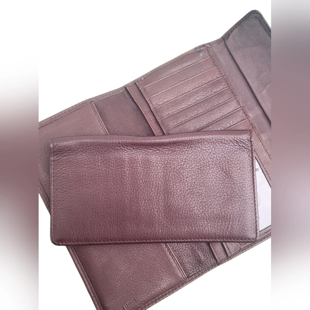 VTG FOSSIL brown pebbled trifold wallet, genuine leather